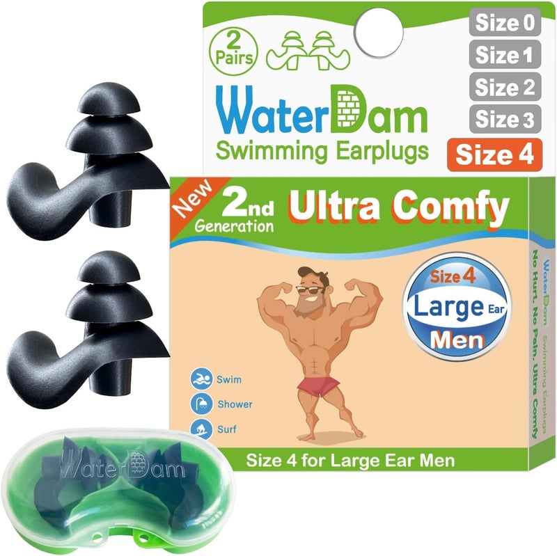 WaterDam Swimming Ear Plugs Great Waterproof Ultra Comfy Earplugs Prevent Swimmer's Ear - Image 1